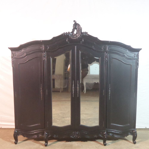 Provincial Luxury Carved Armoire Wide, Black