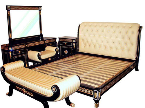 CLASSIC ITALIAN BEDROOM SET WITH CRYSTAL BUTTONS. 3 Piece