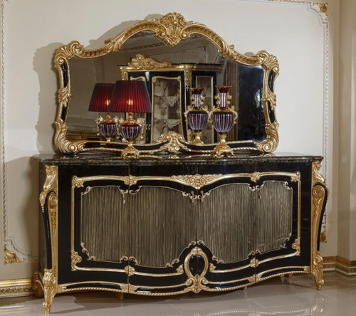 Luxury Baroque Mirror, Black and Gold