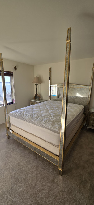 Venetian Mirrored Bed, Gold and Antique