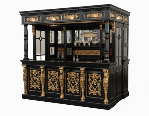 BLACK AND GOLD CANOPY PUB BAR FOR HOME