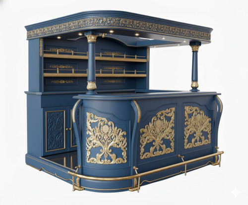 CADET BLUE AND GOLD VERSAILLES PUB BAR