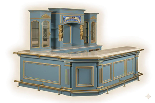 TRADITIONAL ITALIAN HOME PUB BAR, Blue and Gold