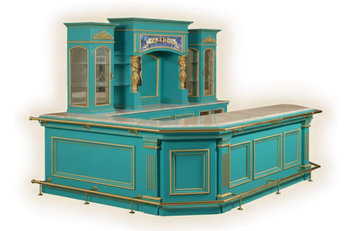 TRADITIONAL ITALIAN HOME PUB BAR, Turquoise and Gold
