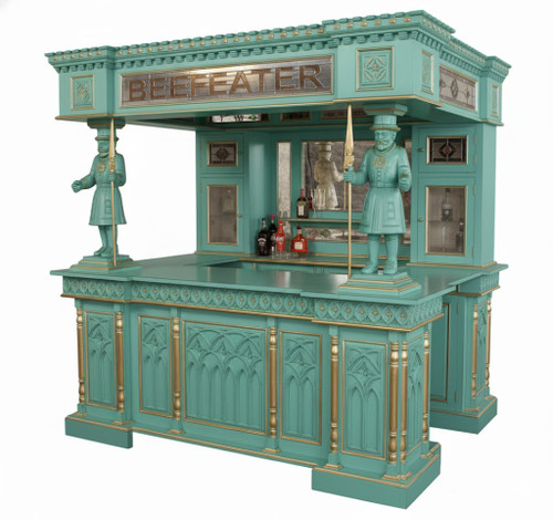 THE BEEFEATER CUSTOM HOME PUB BAR TURQUOISE AND GOLD