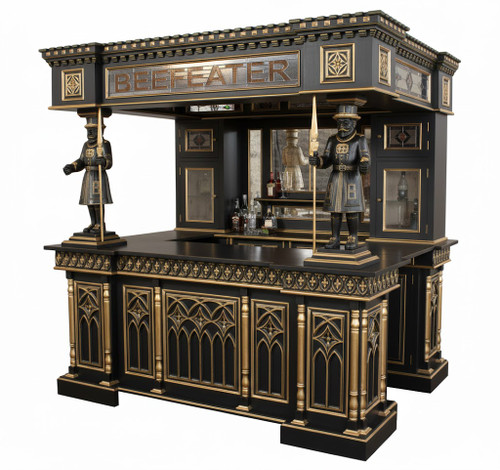 THE BEEFEATER CUSTOM HOME PUB BAR BLACK AND GOLD