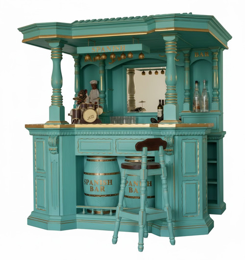 SPANISH HOME PUB BAR TURQUOISE AND GOLD
