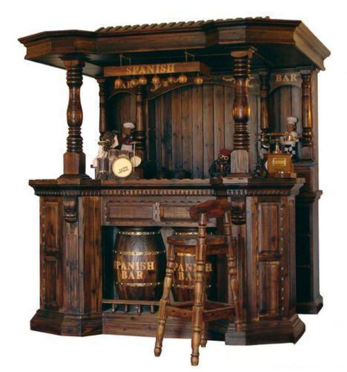 SPANISH HOME PUB BAR VINTAGE ANTIQUE MAHOGANY