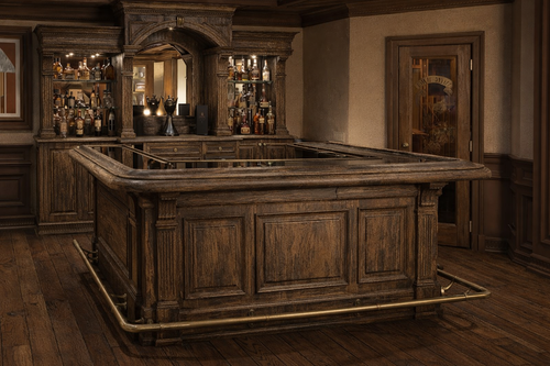 CLASSIC HOME BAR DARK WEATHERED RUSTIC STYLE