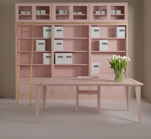 LUXURY BOOKCASE LIGHT PINK AND GOLD