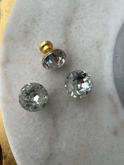 Luxury Diamond Shape Crystal Cabinet Knobs with Gold Base