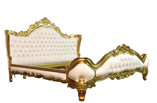 Gold Rococo Bed Frame King - In Stock & Ready to Ship - Adjustable Base Compatible