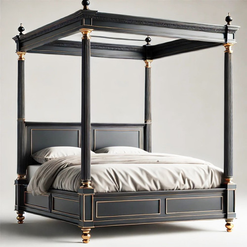 The Obsidian Sovereign Canopy Bed