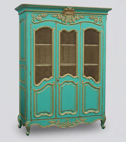 turquoise and gold baroque wardrobe with chicken wire