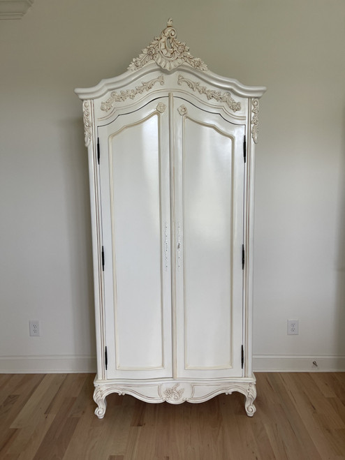 Provencial Armoire Double Door Distressed White