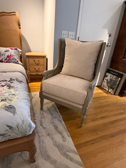 Provincial Reclaimed Wood Caned Wingback Accent Chair