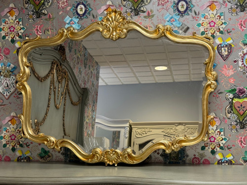 Louis SV Gold Leaf with brown glaze wall mirror