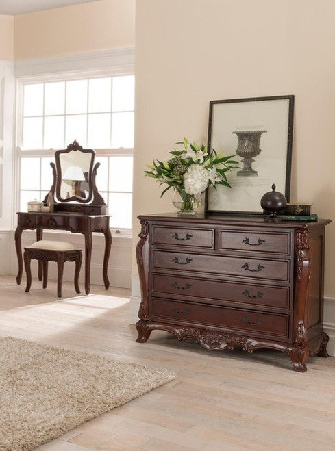 Provincial Carved Bedroom Set without bed, Mahogany