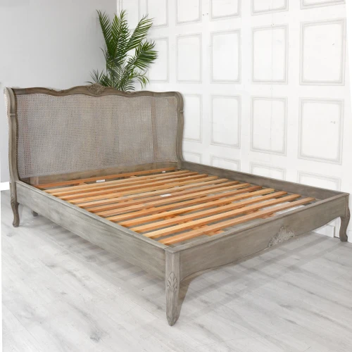 LILLE RUSTIC GREY WASH BED WITH LOW FOOTBOARD