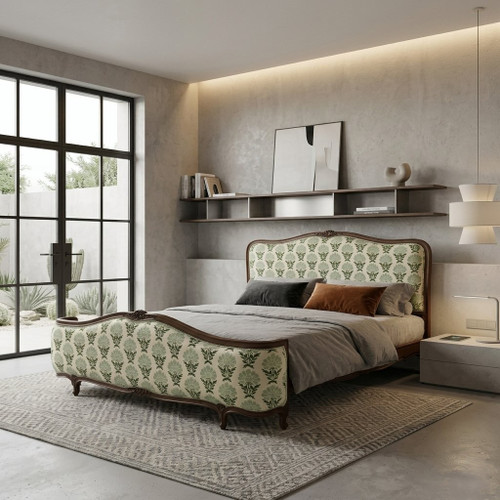 ALASKAN KING LOUIS XV CORBEILLE BED IN OLIVE & WALNUT