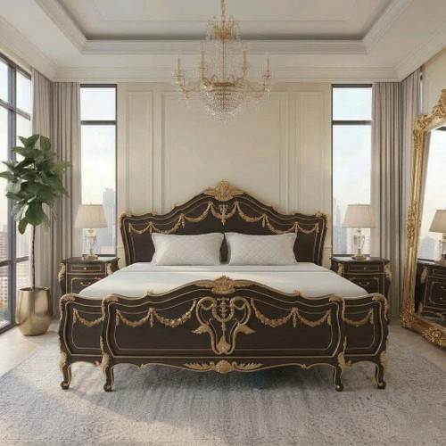 The Chateau de Versailles Bespoke Oversized Bedroom Set – Chocolat Noir & Antique Gilt Finish