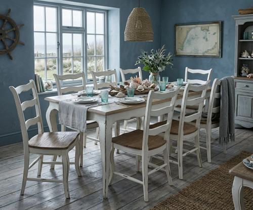 French Oak Dining Table Set (1 Table 6 Chairs)....Stone & Natural Oak French Style