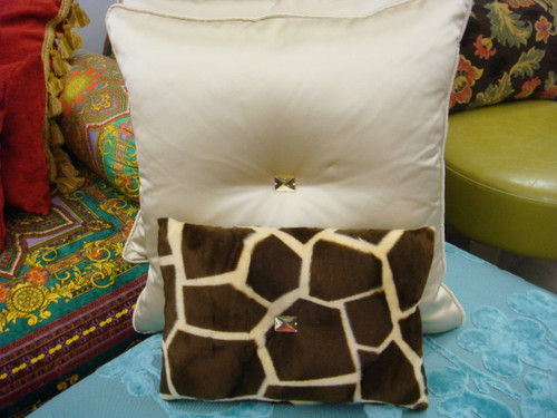 Animal Print Throw Pillows, Giraffe Bling Boudoir, Gold & Brown 12 X 10
