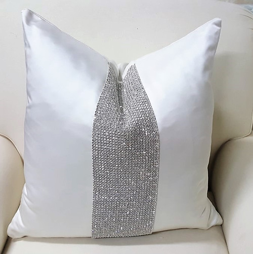 Luxury Throw Pillow,  Belgravia Diamante Bling, Shown in Off White