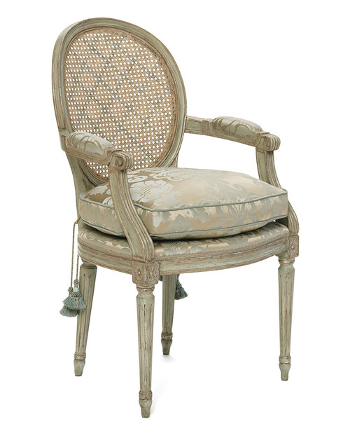 Louis XVI Armchair & Side Chair, bow-knot caned-back