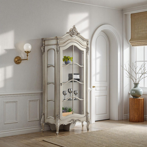 DISPLAY CABINET SILVER LEAD ANTIQUE & DISTRESSED