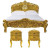 Rococo Carved Bed Set, Gold