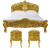 Rococo Carved Bed Set, Black