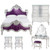 Royale Rococo Bedroom Set, Antique Silver And Purple Velvet