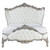 Rococo King Bed Set, Ivory And Silver With Crystal Buttons