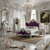 Royale Rococo Bedroom Set, Antique Silver And Purple Velvet 4 Pieces