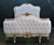 French Tufted Bed White and Gold