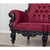 Rococo Carved Throne Sofa II Set, Black and Claret