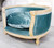 Lyon Pet Bed, Whitewash with Blue Velvet