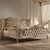 IVORY AND GOLD RATTAN UPHOLSTERED FRENCH BED