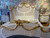 Louis XVI Swag Roses Rattan Bed Frame, White and Gold
