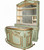 LIGHT GREEN AND GOLD HUTCH BAR FRONT AND BACK