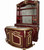 RED WINE AND GOLD HUTCH BAR FRONT AND BACK