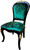 PARIS BAROQUE DINING SET, UPHOLSTERED BLACK AND EMERALD GREEN