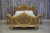Louis XVI Swag Roses Rattan Bed Frame, Green and Gold