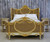 Louis XVI Swag Roses Rattan Bed Frame, Green and Gold