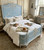 Chateau de Versailles French Blue & Antique White Luxury Platform Bed (96" High Headboard)