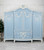 Chateau de Versailles French Blue & Antique White Luxury Platform Bed (96" High Headboard)