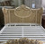 Louis XVI Swag Roses Rattan Bed Frame, White and Champagne