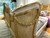 Louis XVI Swag Roses Rattan Bed Frame, White and Champagne