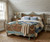 Louis XVI Swag Roses Rattan Bed Frame, Turquoise and Antique White
